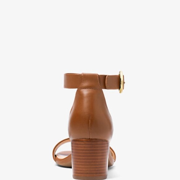 Michael Kors Lena Leather Sandal in LUGGAGE Size 8 - Picture 3 of 3